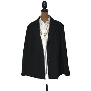 Kasper Plus Size 20W Black 2 Button Blazer Striped Lining Professional Classic⁠